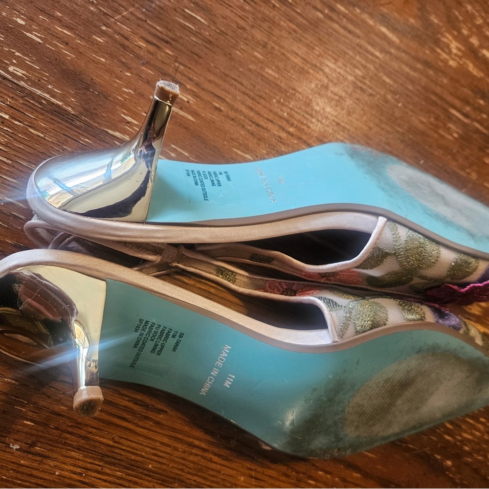 Betsey Johnson Pink and Purple Floral Heels - Picture 6 of 7